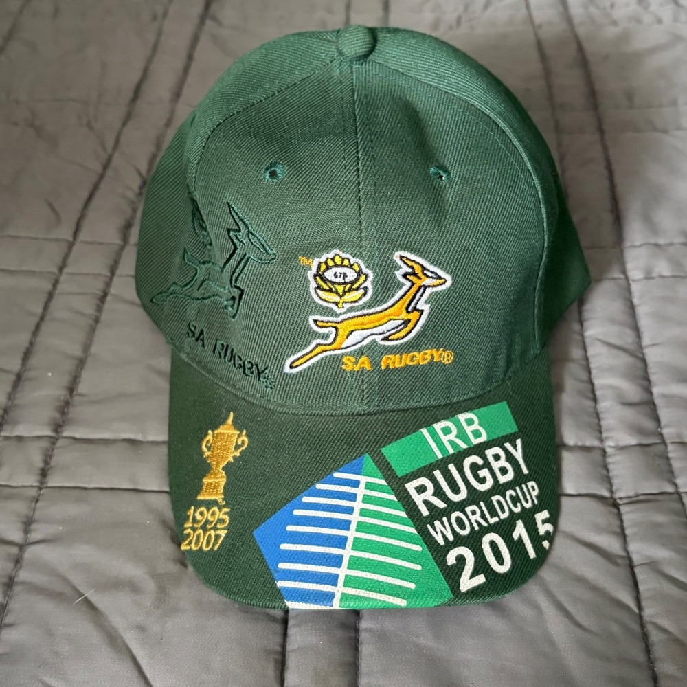 SA Rugby Springboks South Africa 2015 World Cup Green Baseball Cap Hat One Size